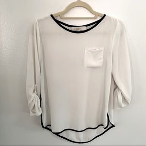 LOFT Sheer Classic Tuxedo Style Blouse | XS Top